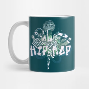 hip hop city with rapper skate boarding music retro vintage cool hip hop art Mug